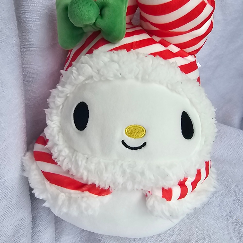 Sanrio My Melody Squishmallow Holiday Snowman Candy Cane Stripe Plush 8 Inch